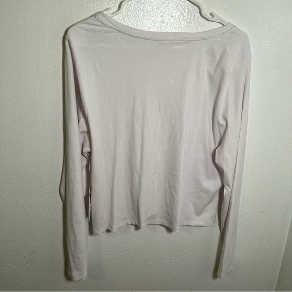 Good American Long Sleeve Cropped Crewneck Top White - Picture 10 of 15